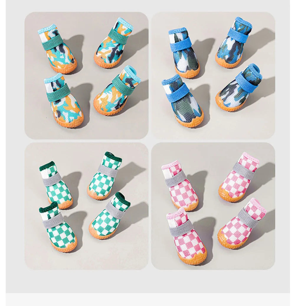Breathable Mesh Puppy Shoes for Small Dogs Doggy Booties Summer Non-Slip Pet Boots with Adjustable Strap for Chihuahua Yorkshire