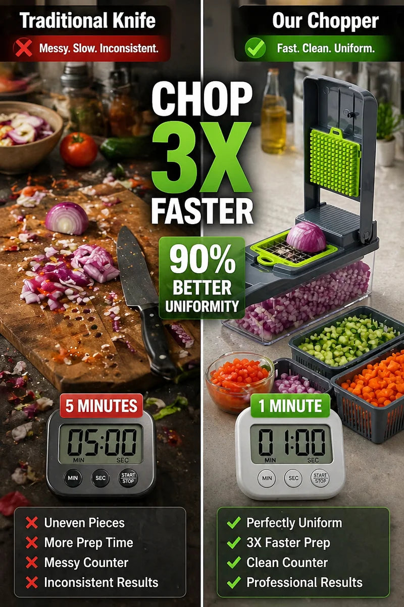 16-in-1 Vegetable Chopper PE+ABS Multi-Blade Kitchen Gadget for Home Cooking & Meal Prep - QueensalesOF