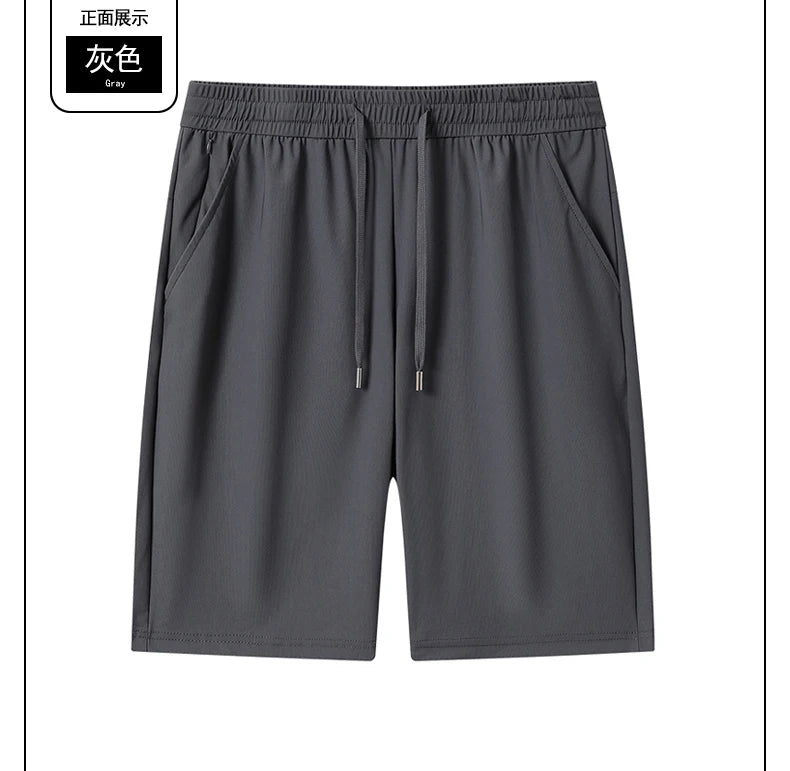 Big Size 9XL Men's Ice Silk Shorts Knee Length Bermuda Male Plus Large Quick Dry Sport Cool Elastic Summer Light Golf Sweatshort