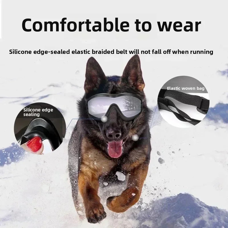Pet Goggles Adjustable Anti UV Glare Windproof Sunglasses for Dogs Outdoor Hiking Running Beach All Breeds Eye Protection Black - QueensalesOF