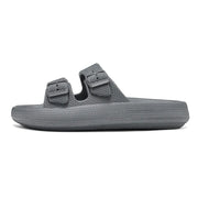 Comemore Thick Platform Sandals Beach Shoes Bathroom Slipper Soft Men Flat Slides Women Slippers Adjustable Buckle Oversized 47 - QueensalesOF
