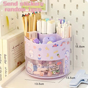 Cute Rotating Pen Holder Desktop Drawer Stationery Box Case School Office Desk Kawaii Stationery Storage Box Organizer Stickers - QueensalesOF