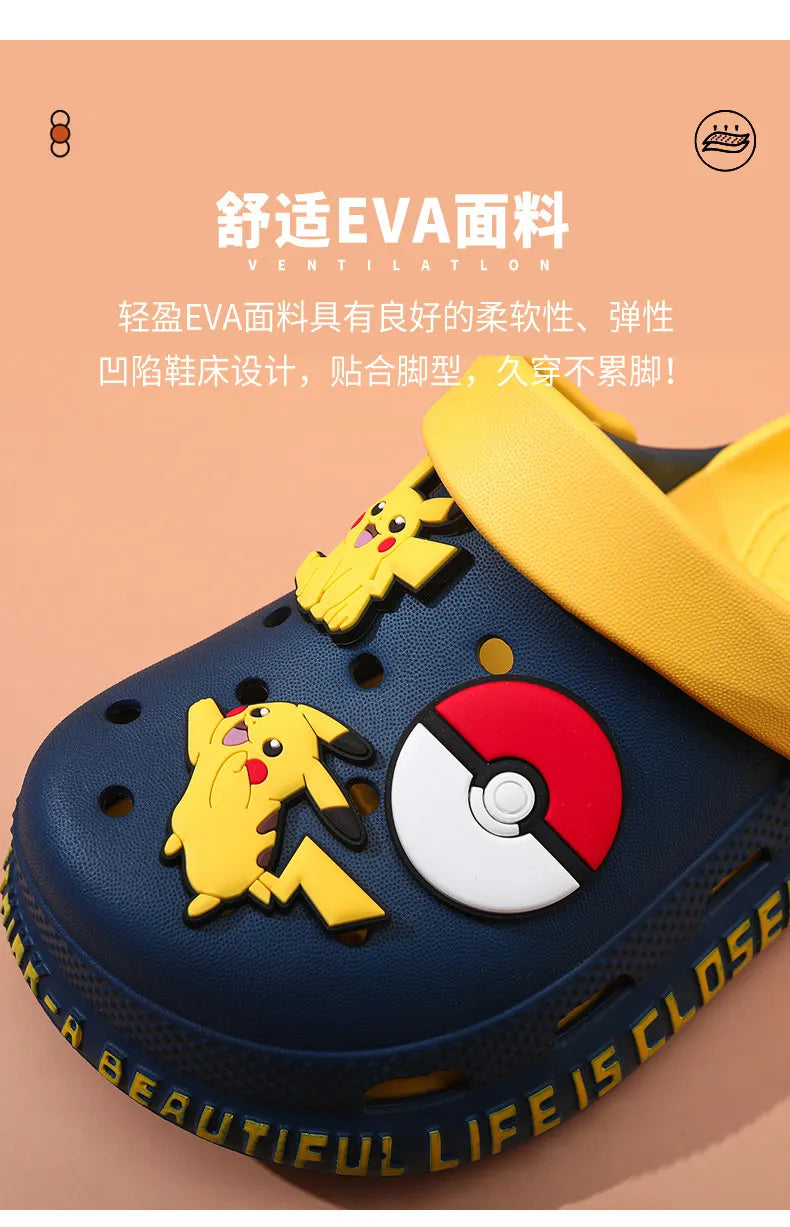 New 2026 Pikachu Clogs Breathable Non Slip Soft Sole Lightweight Summer Outdoor Casual Beach Walking Slippers Sandals