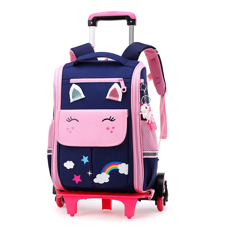 Children Trolley backpack wheels Student High capacity School bags Rolling Backpack kids Trolley bag school backpack wheeled bag
