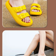 Comemore Thick Platform Sandals Beach Shoes Bathroom Slipper Soft Men Flat Slides Women Slippers Adjustable Buckle Oversized 47 - QueensalesOF