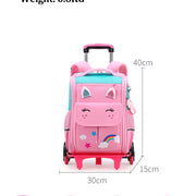 Children Trolley backpack wheels Student High capacity School bags Rolling Backpack kids Trolley bag school backpack wheeled bag - QueensalesOF