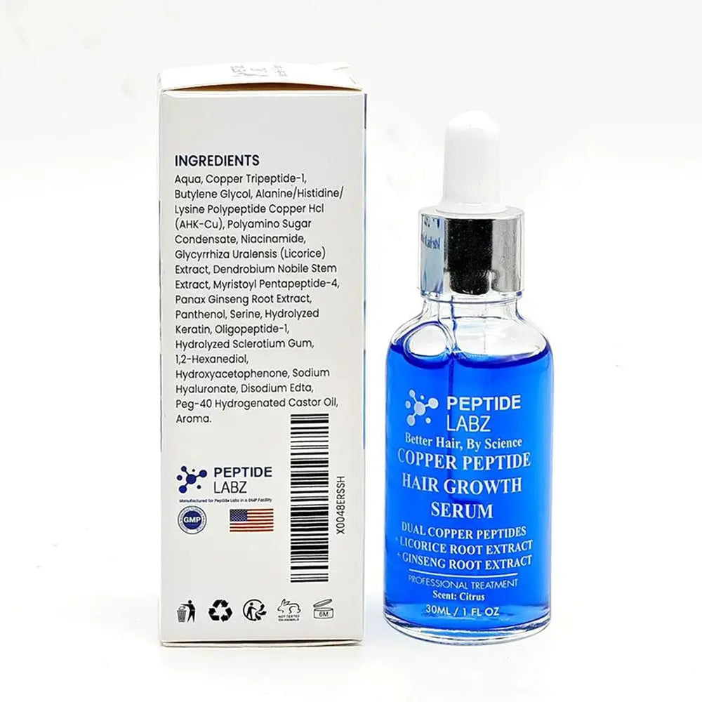 Copper Peptide GHK-cu Hair Growth Serum - Natural Gentle Formula Strengthens Hair Follicles For All Hair Types - QueensalesOF