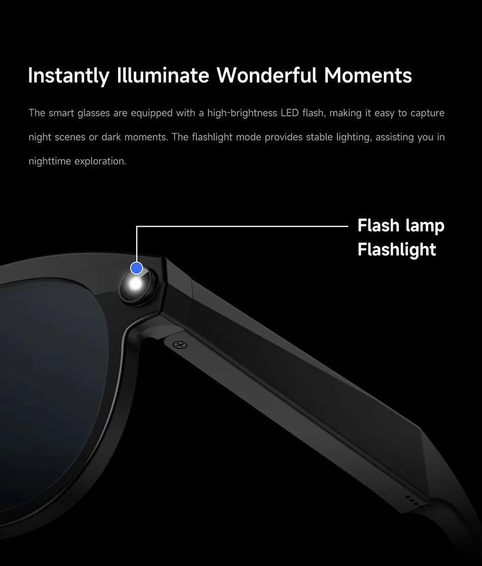Lenovo HOT1600W Camera AI Smart Glasses HD Video Recording Real-time Translation AI Recognition Wifi Transmission Music Control