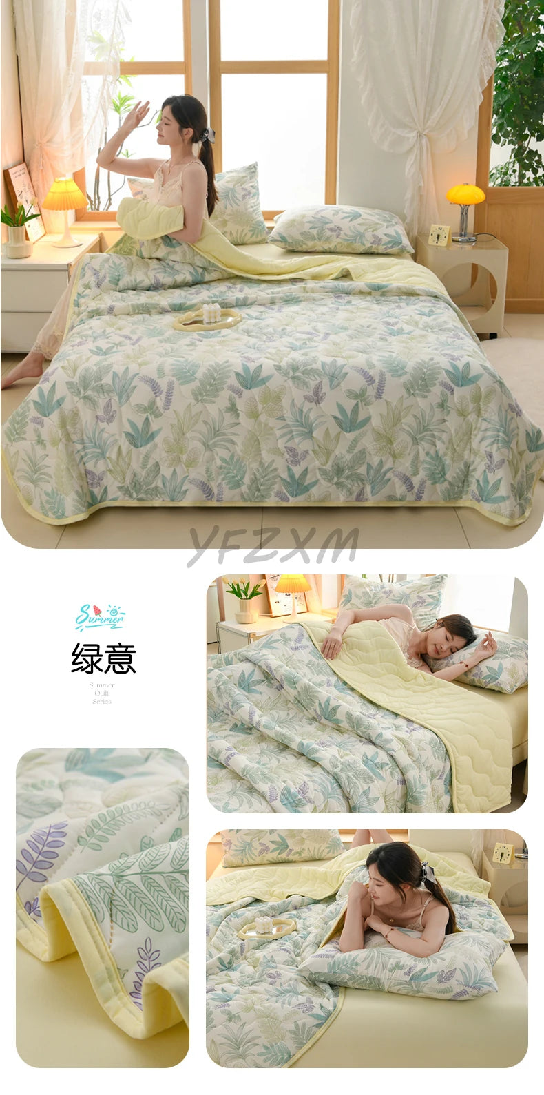 New Florals Spring Summer Blanket for Single Double Soft Skin-friendly Quilt Breathable Comfortable Air Conditioning Comforter - QueensalesOF
