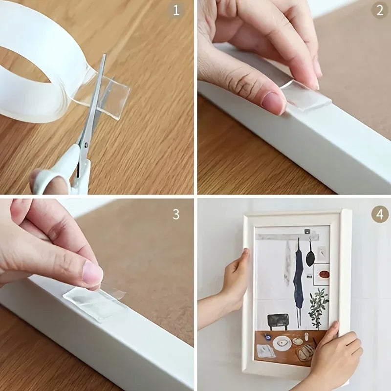 Double Contact Nano Tape Powerful Extra Strong Sided Adhesive for Kitchen and Bathroom Waterproof and Cleanable Tool