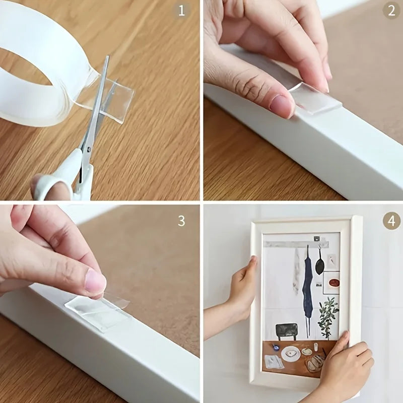 Double Contact Nano Tape Powerful Extra Strong Sided Adhesive for Kitchen and Bathroom Waterproof and Cleanable Tool