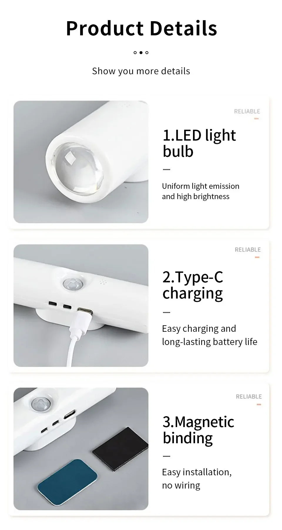 LED Cabinet Lights Motion Sensor Ambient Light Magnetic RGB Rechargeable Wall Sunset Lamp Hallway Stairs Kitchen Night Light - QueensalesOF
