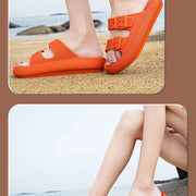 Comemore Thick Platform Sandals Beach Shoes Bathroom Slipper Soft Men Flat Slides Women Slippers Adjustable Buckle Oversized 47 - QueensalesOF