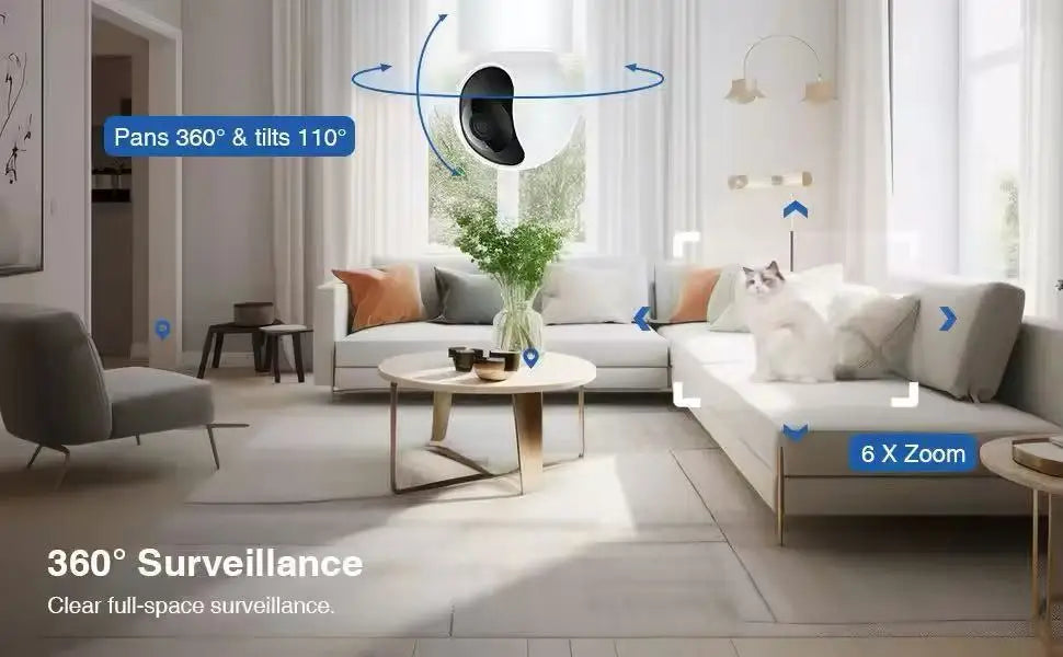 IMILAB C21 WiFi Camera 2.5K Baby Monitor Indoor IP Camera with PTZ Night Vision 2-Way Audio Human Tracking AI Detection