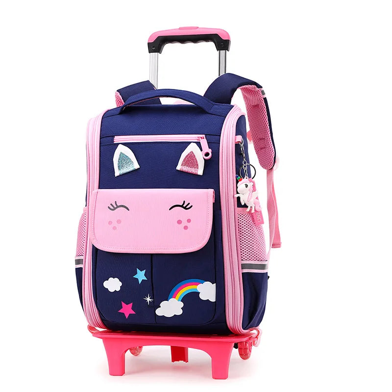 Children Trolley backpack wheels Student High capacity School bags Rolling Backpack kids Trolley bag school backpack wheeled bag