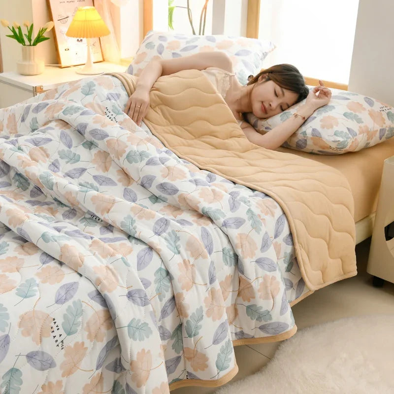 New Florals Spring Summer Blanket for Single Double Soft Skin-friendly Quilt Breathable Comfortable Air Conditioning Comforter - QueensalesOF