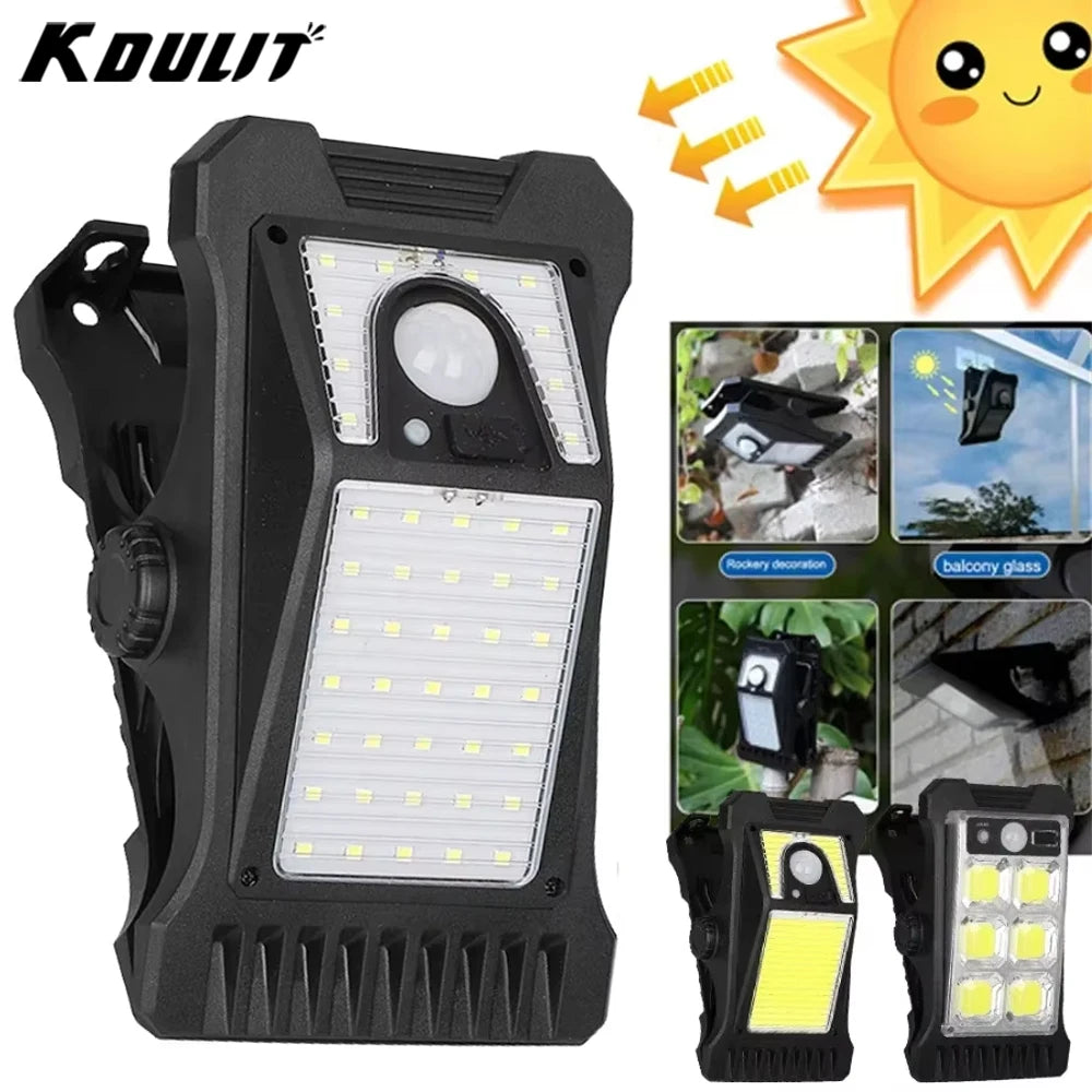 KDULIT Solar Garden Lights Outdoor Solar Clip Light Waterproof Motion Sensor Camping Lamp Fence Street Landscape Wall Decoration - QueensalesOF