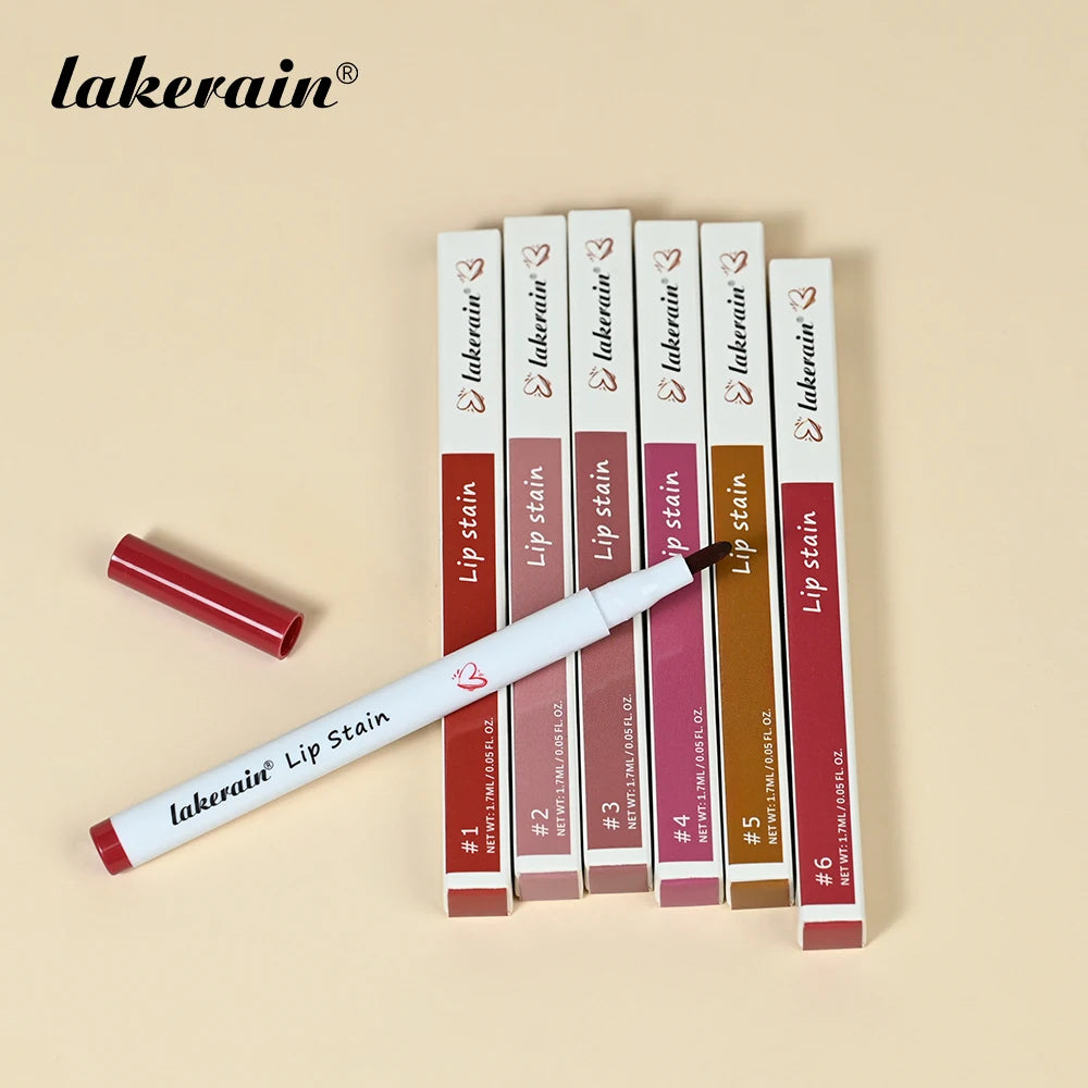 6Colors Lip Stain Pencil Liquid Lip Liner Waterproof Plumping Lip Tint Natural Matte Nude Brown Long Lasting Beauty  Makeup Pen