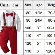 1 2 3 4 5 6Y Wedding Flower Boy Costume Classic White Shirt with Star Printed Suspender Set Children Kid Autumn Christmas Outfit - QueensalesOF