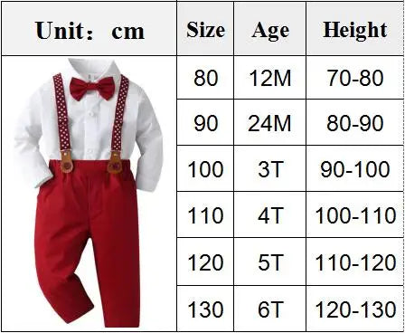 1 2 3 4 5 6Y Wedding Flower Boy Costume Classic White Shirt with Star Printed Suspender Set Children Kid Autumn Christmas Outfit