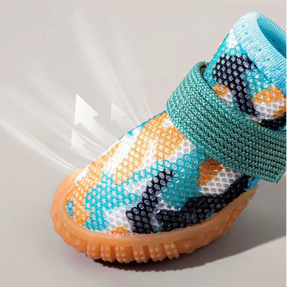 Breathable Mesh Puppy Shoes for Small Dogs Doggy Booties Summer Non-Slip Pet Boots with Adjustable Strap for Chihuahua Yorkshire - QueensalesOF