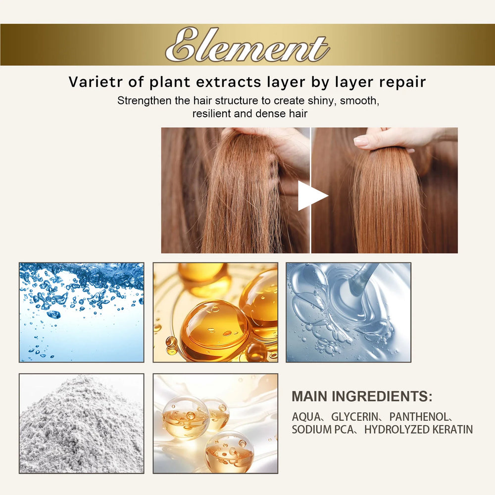 EELHOE Keratin Hair Growth Serum Natural Repair Essence Spray for Dry Curly Hair Hydrate Smooth Frizz Control Growing Hair Care - QueensalesOF