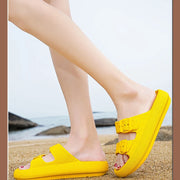 Comemore Thick Platform Sandals Beach Shoes Bathroom Slipper Soft Men Flat Slides Women Slippers Adjustable Buckle Oversized 47 - QueensalesOF