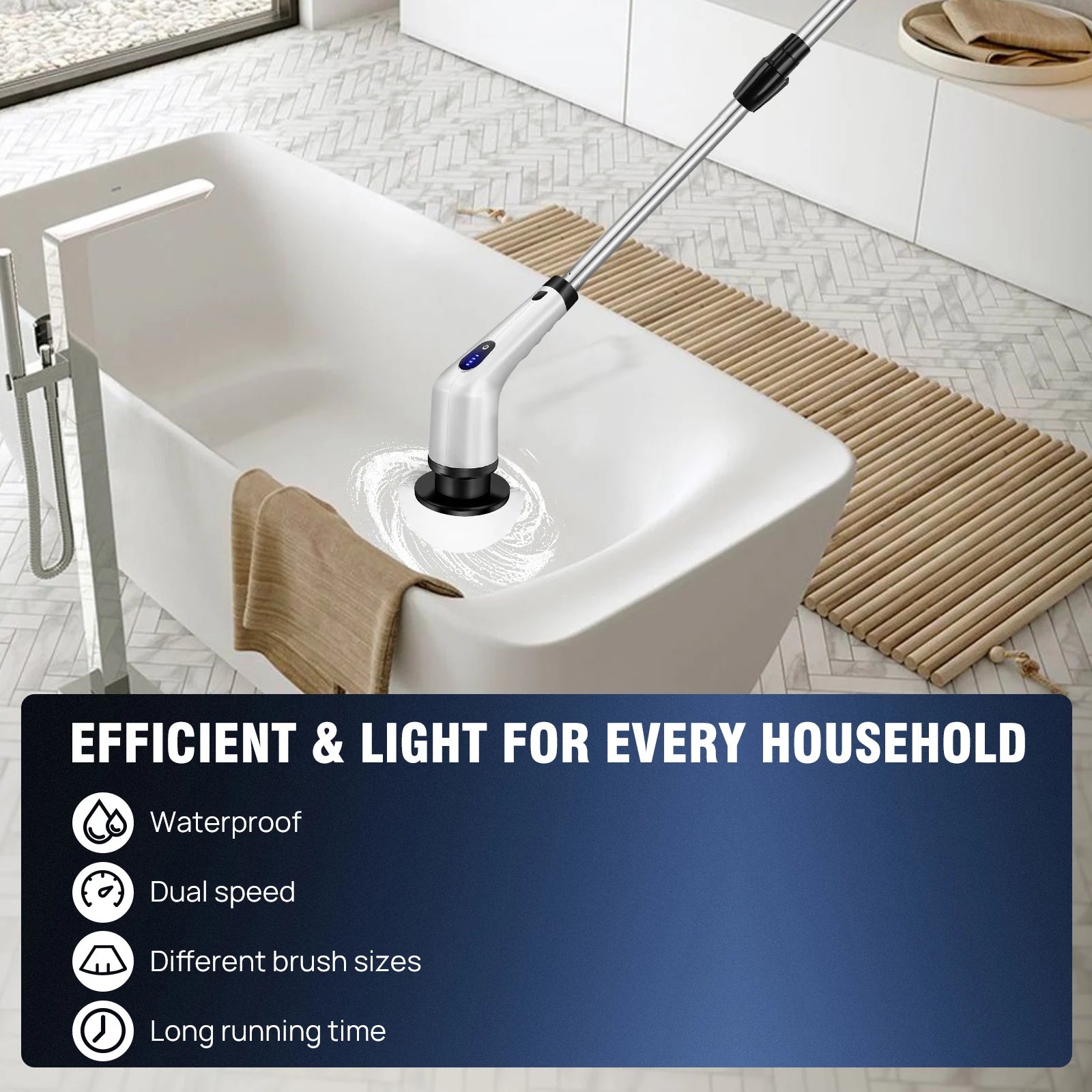 BRIEFNESS Cordless Electric Cleaning Brush 10-in-1 Multifunctional Spin Scrubber Kitchen Bathroom Cleaning Brush Rotary Cleaners