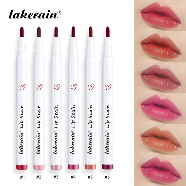 6Colors Lip Stain Pencil Liquid Lip Liner Waterproof Plumping Lip Tint Natural Matte Nude Brown Long Lasting Beauty Makeup Pen - QueensalesOF