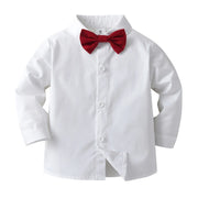 Traje de Niño para Boda y Navidad — Camisa Blanca con Tirantes Estampados - QueensalesOF