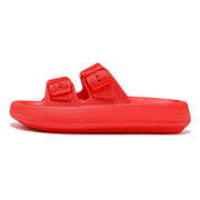 Comemore Thick Platform Sandals Beach Shoes Bathroom Slipper Soft Men Flat Slides Women Slippers Adjustable Buckle Oversized 47 - QueensalesOF