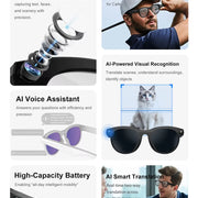 Lenovo HOT1600W Camera AI Smart Glasses HD Video Recording Real-time Translation AI Recognition Wifi Transmission Music Control - QueensalesOF