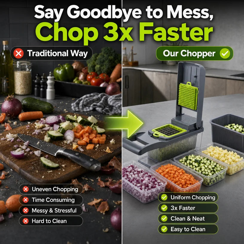 16-in-1 Vegetable Chopper PE+ABS Multi-Blade Kitchen Gadget for Home Cooking & Meal Prep - QueensalesOF