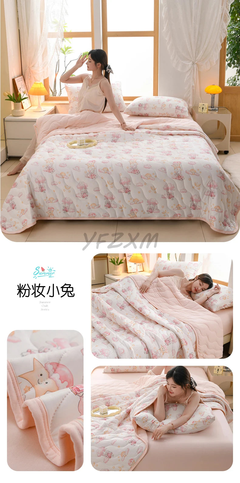 New Florals Spring Summer Blanket for Single Double Soft Skin-friendly Quilt Breathable Comfortable Air Conditioning Comforter - QueensalesOF