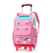 Children Trolley backpack wheels Student High capacity School bags Rolling Backpack kids Trolley bag school backpack wheeled bag - QueensalesOF