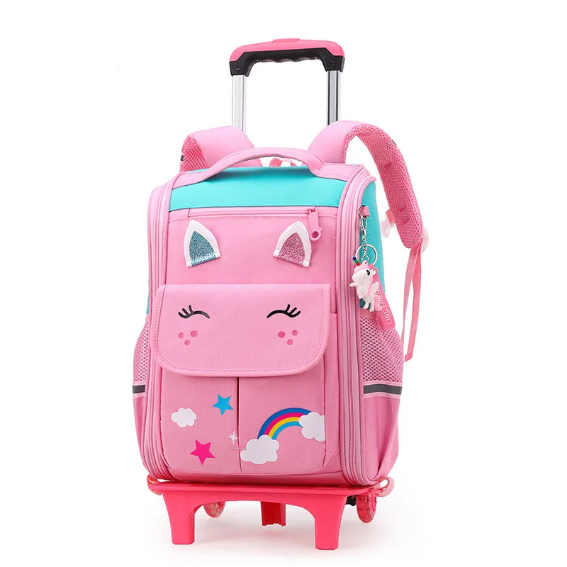 Children Trolley backpack wheels Student High capacity School bags Rolling Backpack kids Trolley bag school backpack wheeled bag