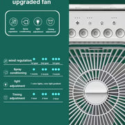 New 3 In 1 Fan AIr Conditioner Household Mini Air Cooler LED Night Light Portable Humidifier Air Adjustment Fan Office Home Fan - QueensalesOF