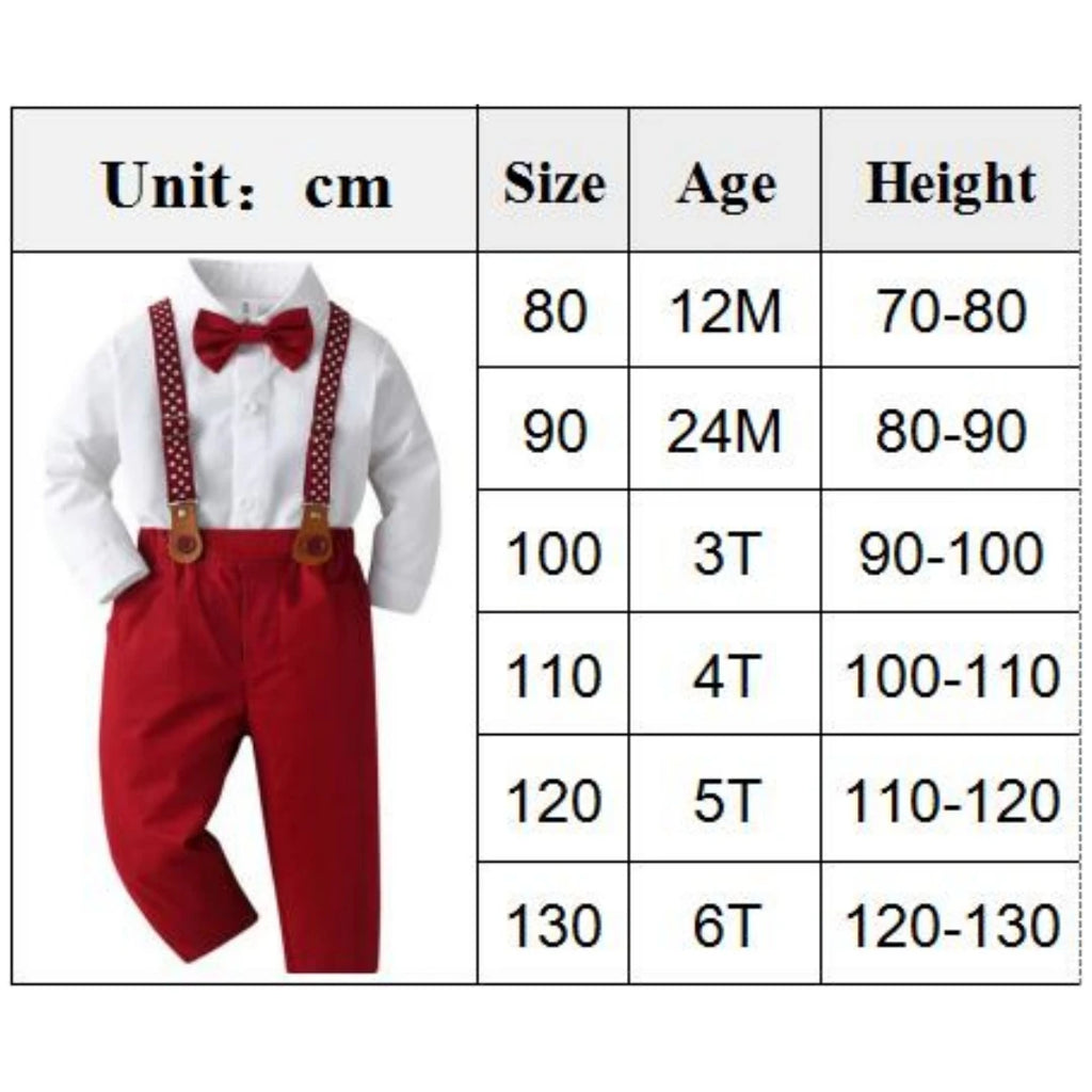 1 2 3 4 5 6Y Wedding Flower Boy Costume Classic White Shirt with Star Printed Suspender Set Children Kid Autumn Christmas Outfit
