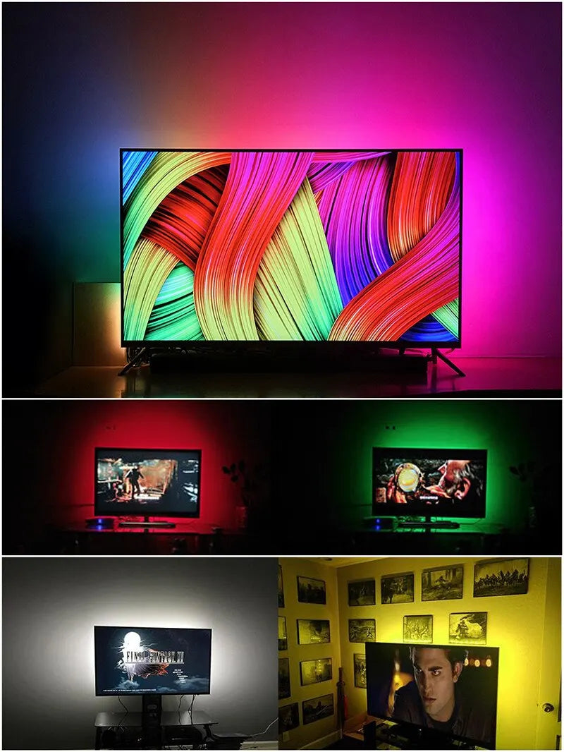 1m USB LED Strip Lights 60LEDs/m RGB Tape SMD 2835 With Remote Control Flexible Tape Diode Ribbon TV Backlight Room Decor - QueensalesOF
