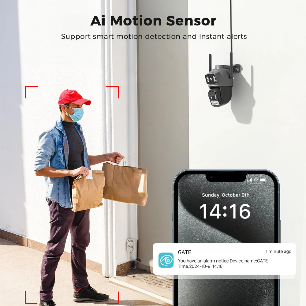 BESDER 15MP Wifi Camera PTZ Outdoor Dual Screen 10X Digital Zoom Human Detection 10MP Security IP Camera Surveillance O-Kam Pro - QueensalesOF