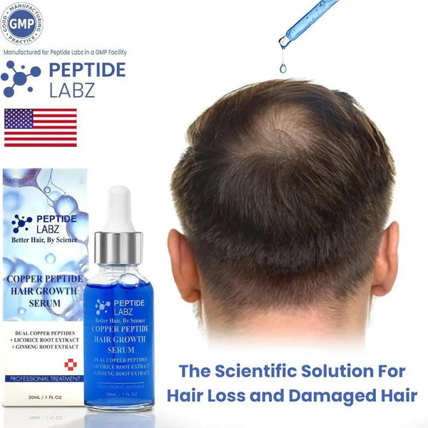 Copper Peptide GHK-cu Hair Growth Serum - Natural Gentle Formula Strengthens Hair Follicles For All Hair Types - QueensalesOF