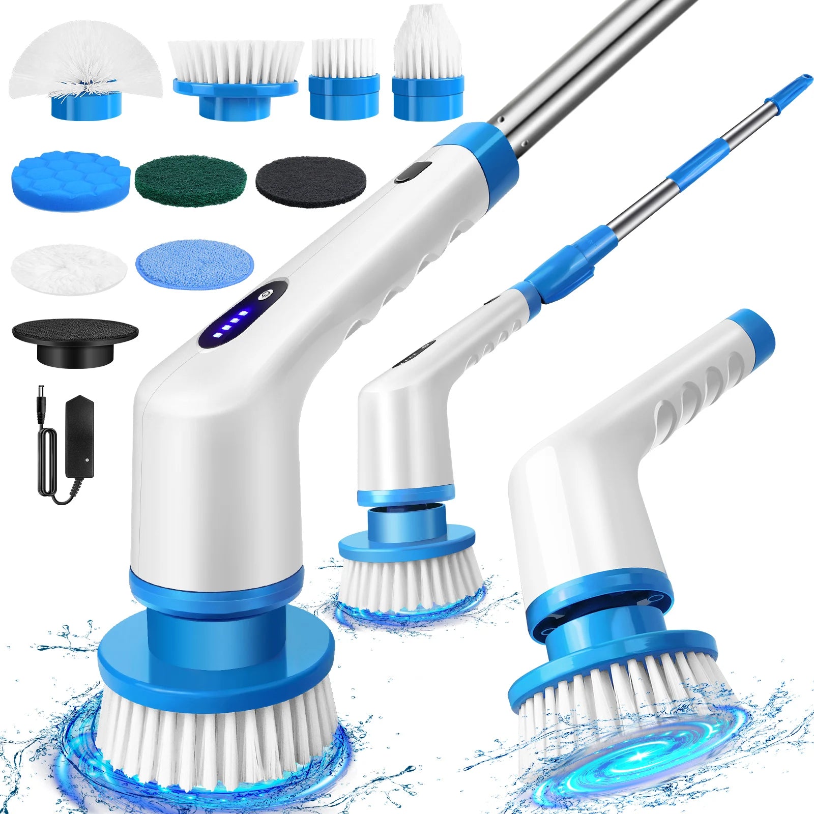BRIEFNESS Cordless Electric Cleaning Brush 10-in-1 Multifunctional Spin Scrubber Kitchen Bathroom Cleaning Brush Rotary Cleaners