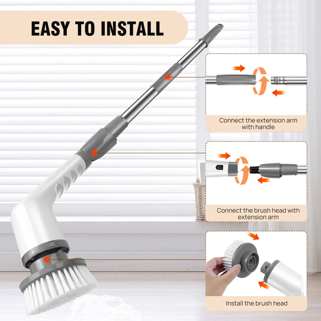 BRIEFNESS Cordless Electric Cleaning Brush 10-in-1 Multifunctional Spin Scrubber Kitchen Bathroom Cleaning Brush Rotary Cleaners