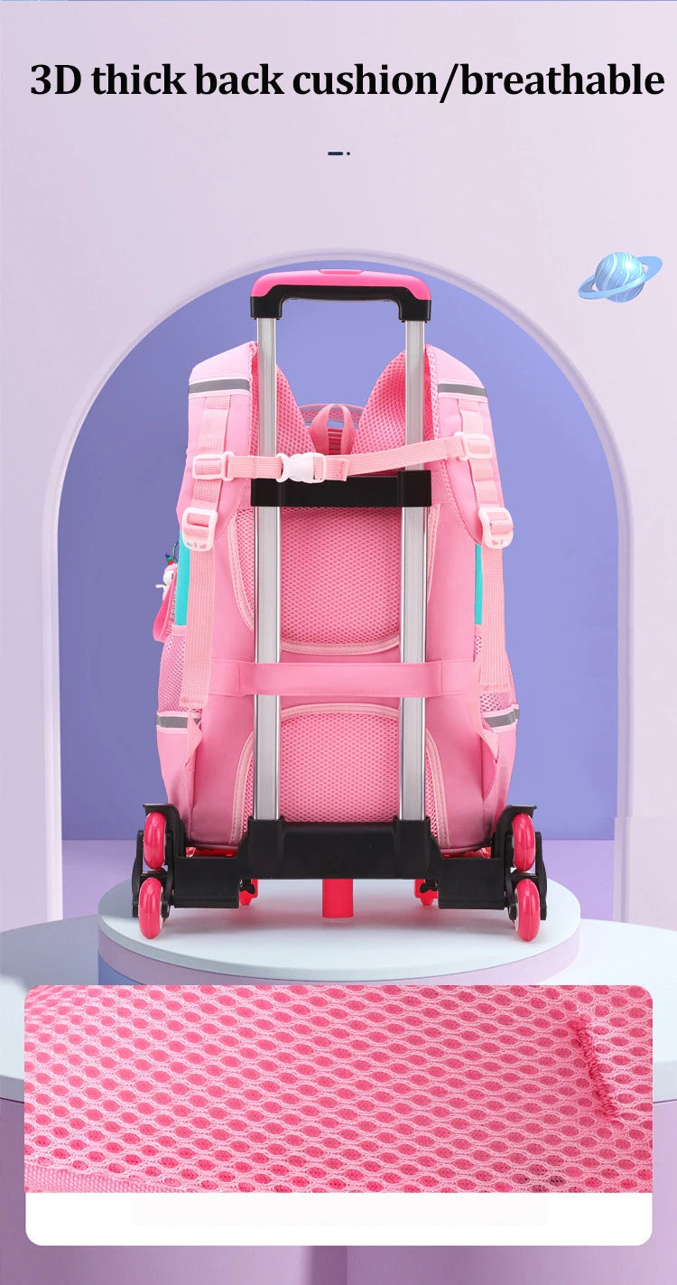 Children Trolley backpack wheels Student High capacity School bags Rolling Backpack kids Trolley bag school backpack wheeled bag