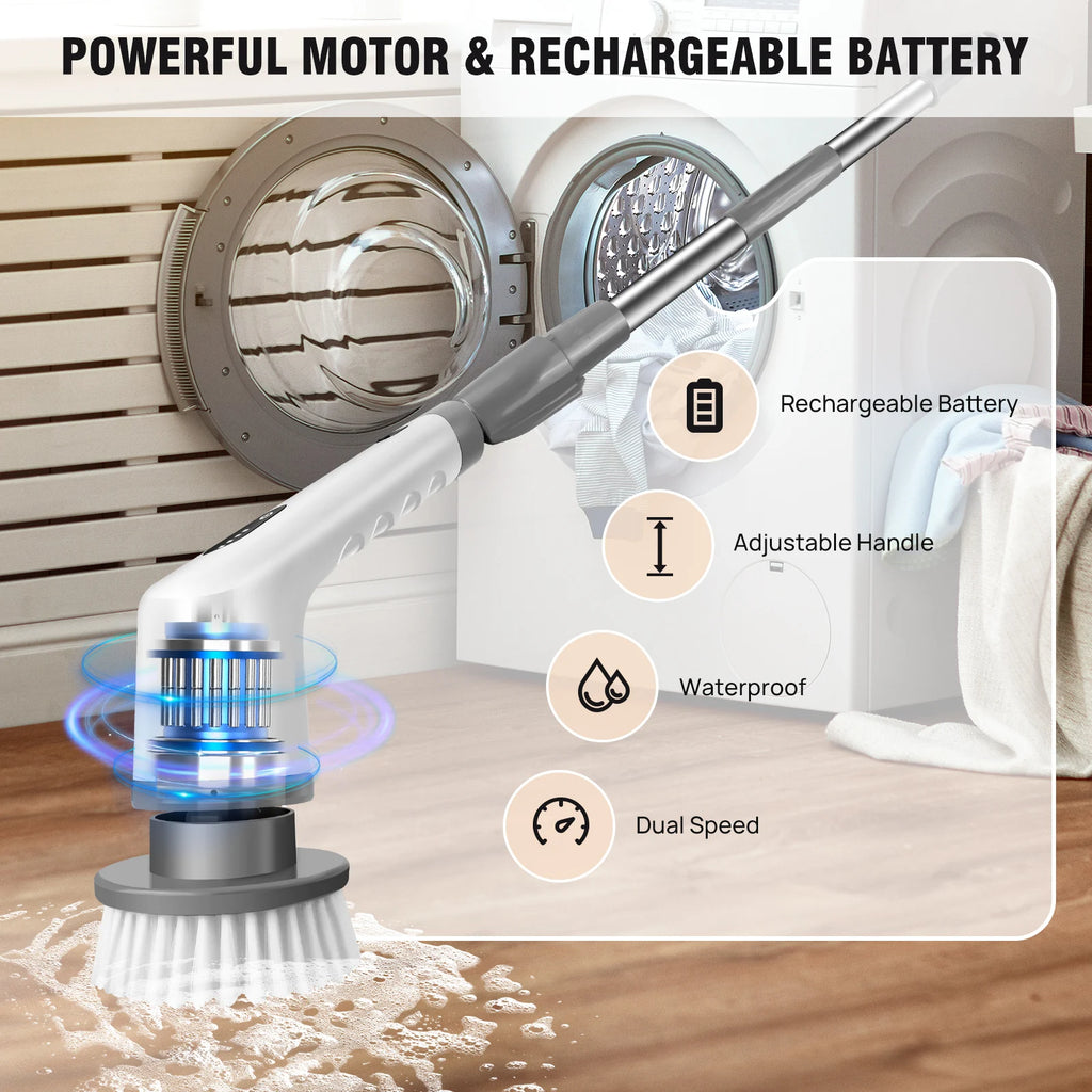 BRIEFNESS Cordless Electric Cleaning Brush 10-in-1 Multifunctional Spin Scrubber Kitchen Bathroom Cleaning Brush Rotary Cleaners