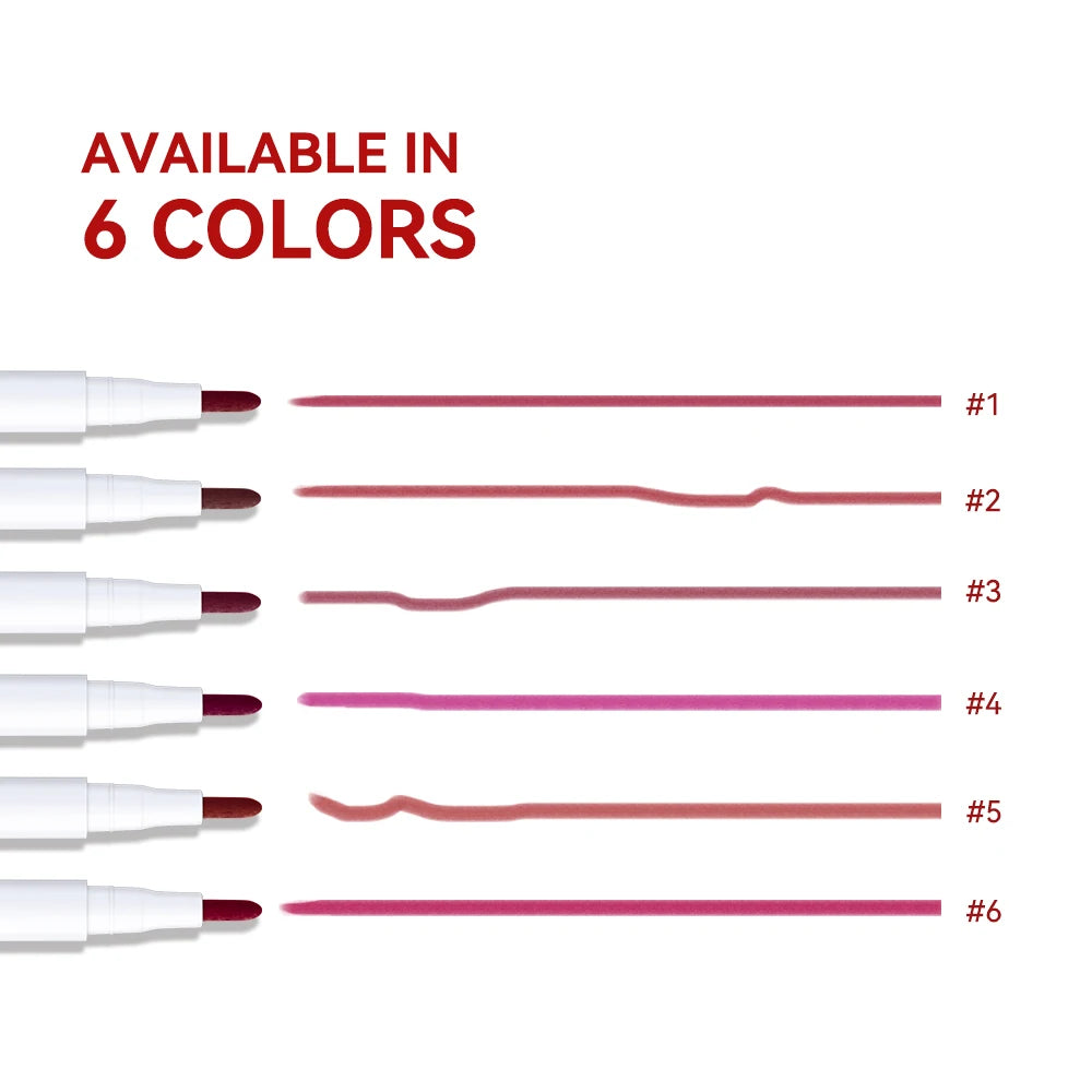 6Colors Lip Stain Pencil Liquid Lip Liner Waterproof Plumping Lip Tint Natural Matte Nude Brown Long Lasting Beauty  Makeup Pen