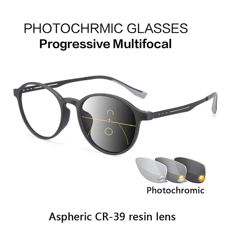 Progressive Multifocal Reading Glasses Metal Alloy Men Women Photochromic Presbyopia Eyeglasses Far Near Eyewear Ultralight - QueensalesOF