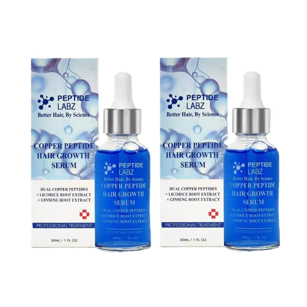 Copper Peptide GHK-cu Hair Growth Serum - Natural Gentle Formula Strengthens Hair Follicles For All Hair Types - QueensalesOF