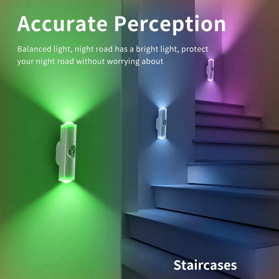 LED Cabinet Lights Motion Sensor Ambient Light Magnetic RGB Rechargeable Wall Sunset Lamp Hallway Stairs Kitchen Night Light - QueensalesOF