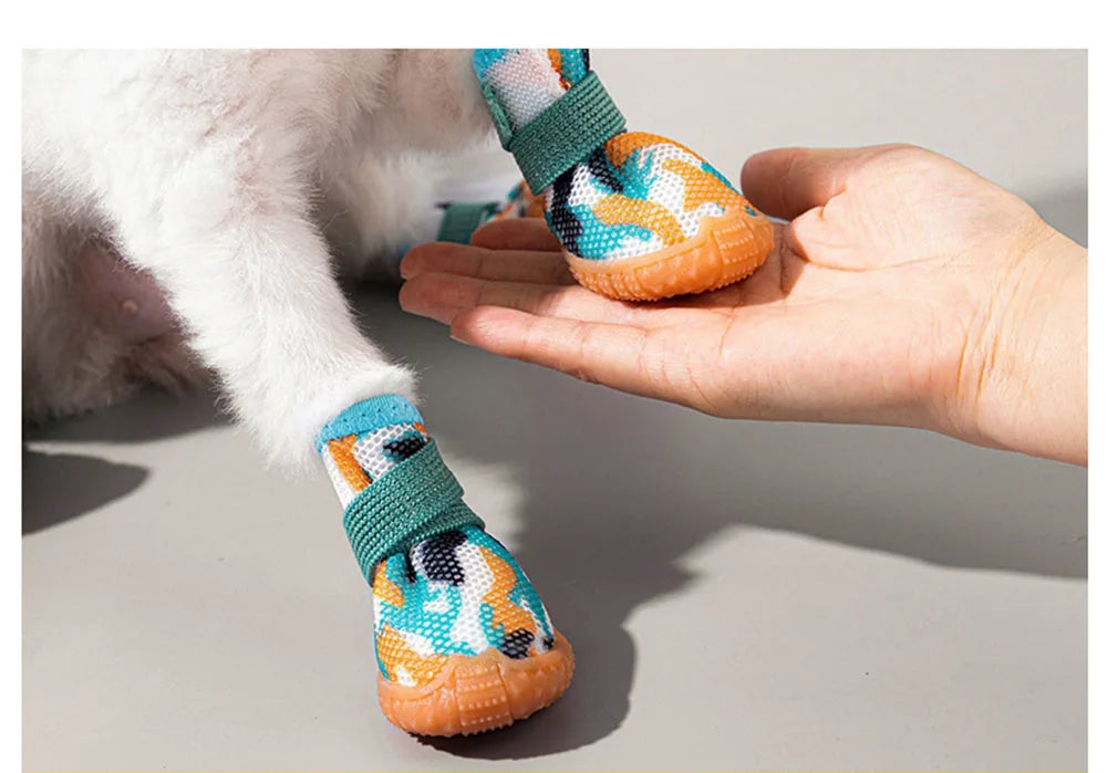 Breathable Mesh Puppy Shoes for Small Dogs Doggy Booties Summer Non-Slip Pet Boots with Adjustable Strap for Chihuahua Yorkshire